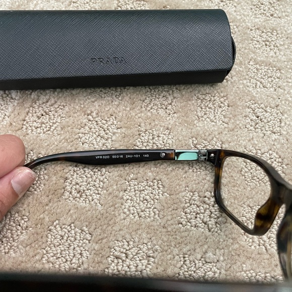Prada Eyeglasses VPR 020 2AU Havana Rectangular Frame Tortoise - Picture 2 of 7